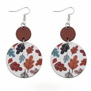 NEW Fall Autumn Leaves Multicolor Wooden Earrings